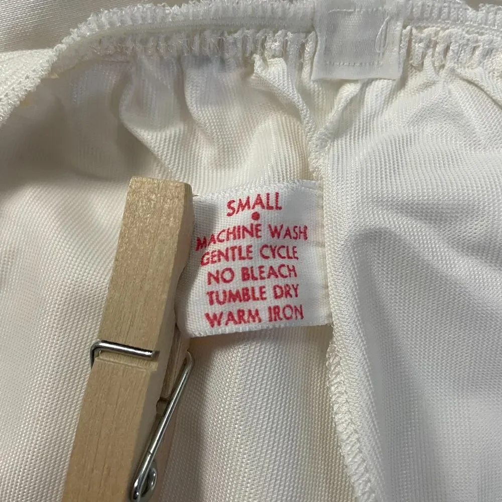 Vintage Lorraine Half Slip Size Small White Silky Shiny Long Maxi Side Slit 70s